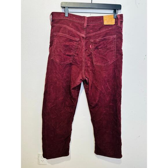Levi's Red Maroon Denim Style High-Waisted Ribcage Ankle Jeans Size W32 L27 - Picture 11 of 16